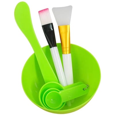 7 stuks/set Gezichtsborstel Maskerkom Lepelset Maskerborstel Bar DIY Schoonheidsgereedschap Mengen Huidverzorging Make-upbenodigdheden Vrouw Siliconen Borstel groen