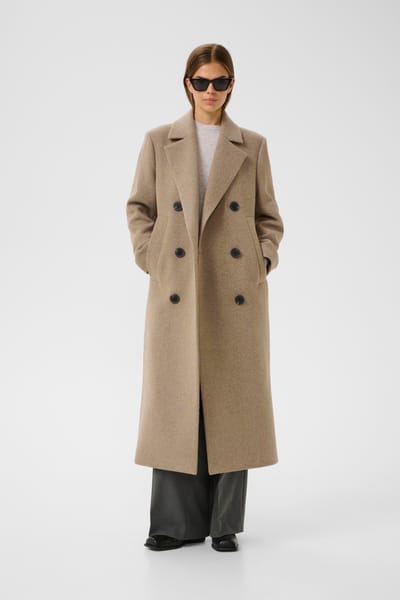 INWEAR Yunah Iw Long Coat Jassen Dames - Winterjas - Taupe - Maat 36