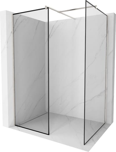 Mexen Kioto douchewand Walk-in 80 x 70 , zwarte omlijsting, geborsteld nikkel - 800-080-202-97-70-070