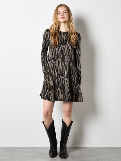 Zebra-gebreide swing-minijurk