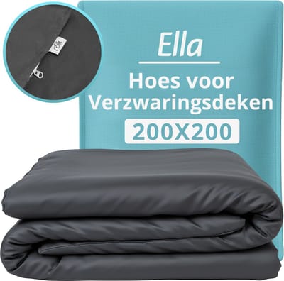 Hoes voor de verzwaringsdeken van Ella 200 x 200 CM - 11 KG & 13 KG - Overtrek Hoes van 100% katoen - Antraciet