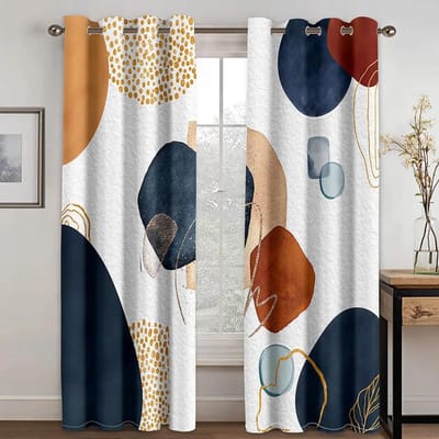 2 Panelen Zon Abstract Ontwerp Geometrisch Ontwerp Kunst Moderne Eenvoud Semi-verduisterend Dunne Gordijnen voor Raam Slaapkamer cortinas Decor 100W130H(CM)40x51in&Grommet Top
