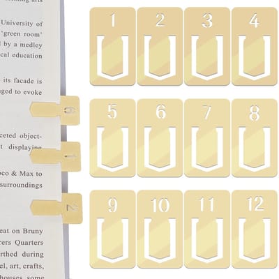 Allecto - Brass Bookmarks - Pagina Markers - Ideaal voor Boekliefhebbers - 12 Stuks - Mini Planner Clips - Perfect voor School en Werk
