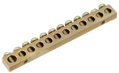 Grounding Rail met 12 Klemposities voor Aarding en Elektrische Scheiding - Messing Strip en Beveiliging