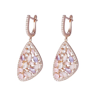 Orphelia ZO-7430 - Oorhangers Pastel colored Stones - Zilver 925 Rosé - Zirkonia - 4,5 cm