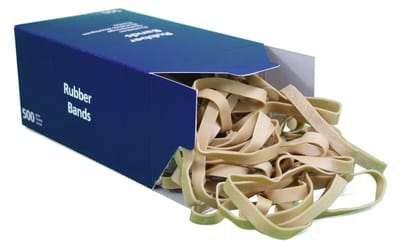 500 gram - elastiekjes - Ø80mm (125x8) - breedte 1,5mm - doos - naturel - ca 160 stuks.