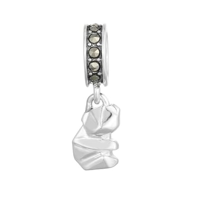 Cavill - Zilveren Hanger Panda Motief - 925 Sterling Zilver Geoxideerd - 10 Marcasieten Rond Slijpsel - 0,083 Ct Pave Sieraad Elegant