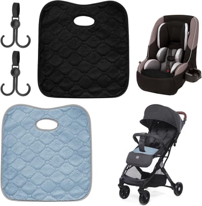 2 Stuks Auto Zitting Bescherming met Haakjes, Buitenstoelhoes voor Auto, Zwart en Blauw-Grijs