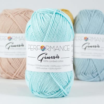 Genesis licht blauw groen 2214 - 5 bollen gekamd katoengaren - pendikte 3,5 a 4mm