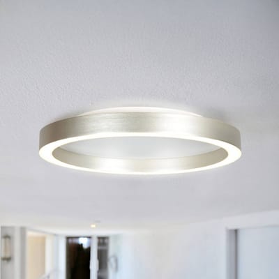 Plafonnière Steinhauer Ringlux 4135ST Staalkleur Ø40CM met 3600 Lumen, Moderne verlichting met kunststof, elektronica en metaal, Dimbaar met wanddimmer