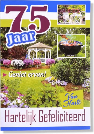 Hoera 75 Jaar! Luxe verjaardagskaart - 12x17cm - Gevouwen Wenskaart inclusief envelop - Leeftijdkaart