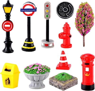 10 Stuks Miniatuurtuin Accessoires, Miniatuur Feesttuin Brandweer Decoraties voor DIY Landschapsdecoratie en Tuinontwerp