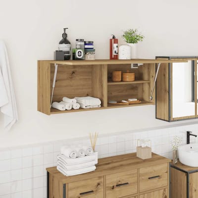 vidaXL - Badkamerwandkast - 100x25x40cm - bewerkt - hout - artisanaal - eikenkleur
