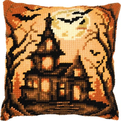 Vervaco - Kruissteekkussen kit - Halloween huis - PN-0216233 - Borduren - Borduurpakket - Borduurpakket Halloween - Borduurpakket volwassenen - Borduurpakket kind