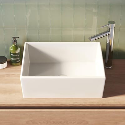 Brauer Ice Waskom - Rechthoekig Afgerond - 48 cm - Keramiek - Hoogglans - Wit
