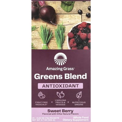 Amazing Grass, Groente Blend, Antioxidanten, Zoete Bes, 15 Zakjes, 0,24 oz (7 gram) per pak