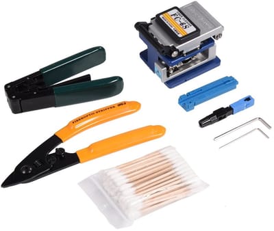 Dailygoods- Glasvezel Splicing Tool Kit - Fiber Cleaver FC-6S - Stripper CFS-3 - Pliers/Guider - Wrenches/Swabs - Opbergtas - Ergonomisch ontwerp - Glasvezel Gereedschapset