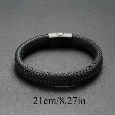 Livano Armband - Staal - Nep Zilver - Heren - Zwart