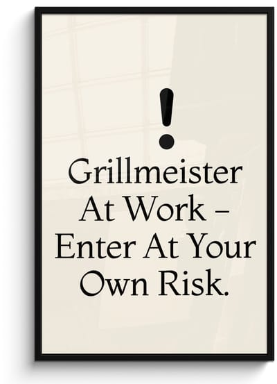 Poster in lijst - Fotolijst 80x120 cm - Posters - Grill - Uitroepteken - Zwart - Tekst - Posterlijst zwart - Decoratie - Wanddecoratie woonkamer - Muurdecoratie slaapkamer