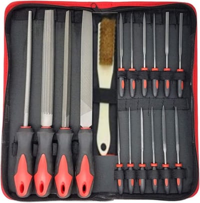 Metaalvijlenset 17 Delig - Handvijlen Set - Metaal Bewerken - Gesmeed Koolstofstaal - 17 Stuks - Rood