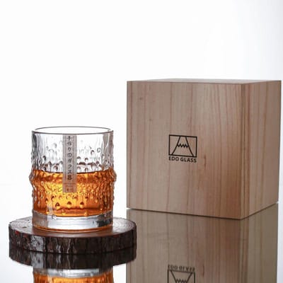 Japanse Stijl Bamboe Gewricht Ouderwetse Whisky Glazen Regen Druppel Houten Doos Whiskey Steen Glas Water Drinkbeker Biermok Tumbler 240ml
