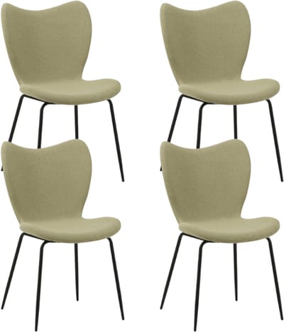 Dimehouse Set van 4 Eetkamerstoelen Sia Groen Bouclé Stof - Zonder Armleuningen - Stof - Scandinavisch & Basic