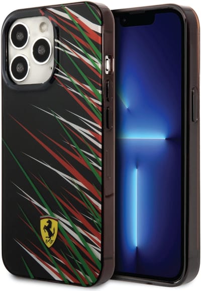 Ferrari Back cover - iPhone 14 Pro Max - Zwart - Sportief design met verhoogde randen