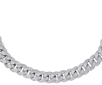 Juwelier Emo - Cuban Link Ketting Zilver Iced Out - Zirkonia stenen - Breedte 11.5 MM - Lengte 60 CM