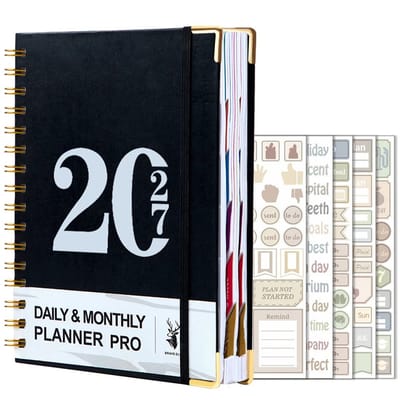 Dagelijkse Planner Notitieboek - Efficiënt Tijdmanagement - Compact Ontwerp voor Werk & Planning -zwart-1 Stuk