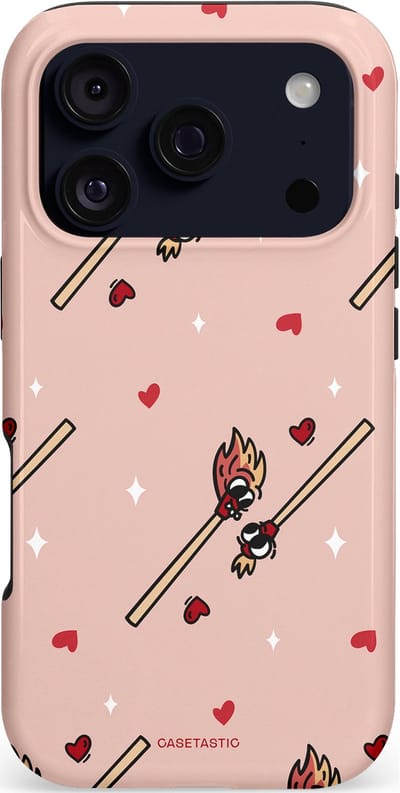 Casetastic hoesje geschikt voor Apple iPhone 17 Pro - MagSafe - Dubbellaagse bescherming - Vurige liefde - Fashion Case - Perzik Zand