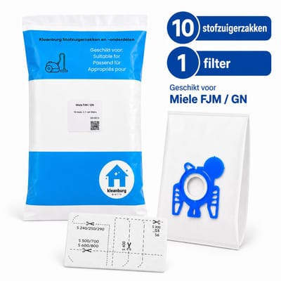 Kleanburg® - Stofzuigerzakken Miele GN 3-D - Classic C1, Complete C2, Complete C3, Cat and Dog - 10 Stofzuigerzakken en 1 Filter