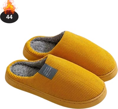 Nivard Warme Pantoffels - Sloffen - Slippers - Dames - Heren - Pluche - Maat 44 - Geel