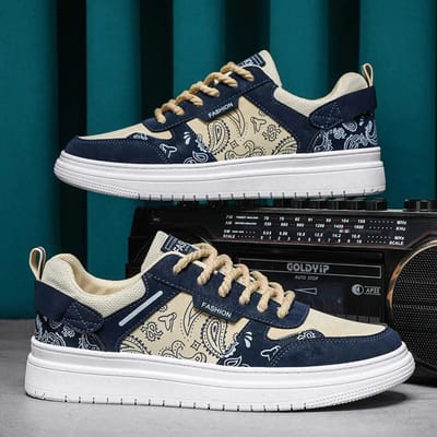 Herenschoenen Leer Casual Sneakers Waterdichte Gevulkaniseerde Schoenen voor Heren Lente Comfortabele Sneakers Heren Casual Schoenen 40 blauw
