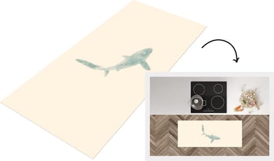 Keukenloper - Loper keuken - Vis - Zee - Waterverf - 120x50 cm - Keukenloper vinyl