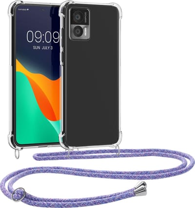 kwmobile telefoonhoesje geschikt voor Motorola Edge 30 Neo - Hoesje met telefoonkoord - Back cover in lavendel / paars / lichtblauw / transparant