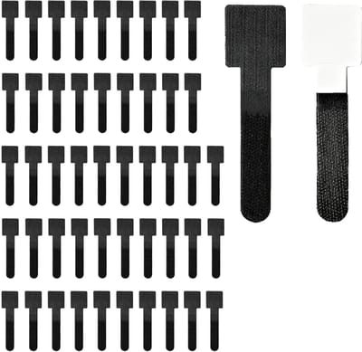 Dailygoods - 50 stuks zelfklevende riemen voor kabelbeheer, kabelbeheer, kantoor, zelfklevende kabelbinder, zwart, kabelorganizer voor kantoor, tv, pc en laptop, stevige bevestigingen