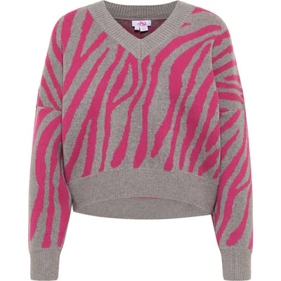 Mymo Gebreide trui Dames grijs/roze