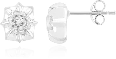 Cavill - 925 Sterling Zilveren Oorbellen met Witte Kunziet 1,173 ct - Palladium Afwerking - Ronde Briljant Slijpsel - Moderne Oorsteker - 9 mm