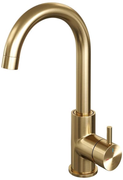 Brauer Gold Edition Hoge Opbouw Wastafelmengkraan met Draaibare Ronde Uitloop Model B Goud Geborsteld PVD