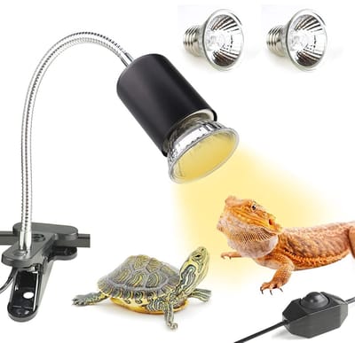 Ynkkvre - Warmtelamp - Warmtespot Lamp - Warmtelamphouder - Halogeen warmtelamp - Reptielen - 360° Draaibaar - Keramische E27 - 2x 25W Inclusief - Dimbare Temperatuur