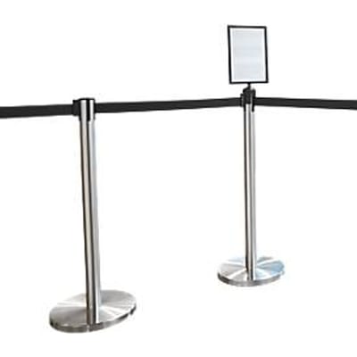 Afzetpaal, 2 stuks + bord, zwart