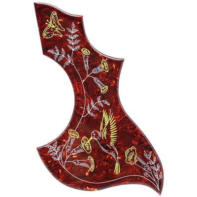 1R Kolibrie Bloem Decoratieve Celluloid Kristal Epoxy Hars Gitaar Slagplaat Krasbestendige Plaat Voor Folk Akoestische Gitaar brown