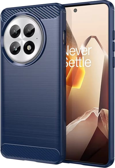 MobyDefend Hoesje - Geschikt voor OnePlus 13 - TPU Backcover - Geborstelde Metaal & Carbon-Look - Blauw