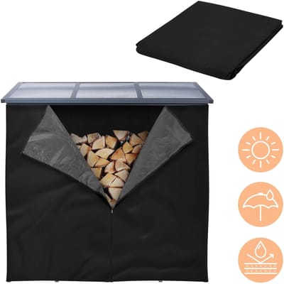 Hoes voor haardhoutrek waterafstotend 240x165 cm Zwart polyester ML-Design