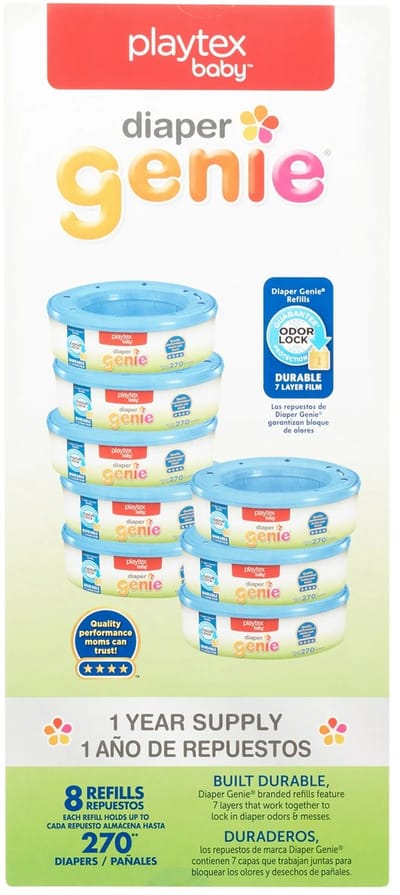 Naveldoekhouder Navullingen - 8 Stuks - Geschikt voor Diaper Genie Pails - 2160 Luiers