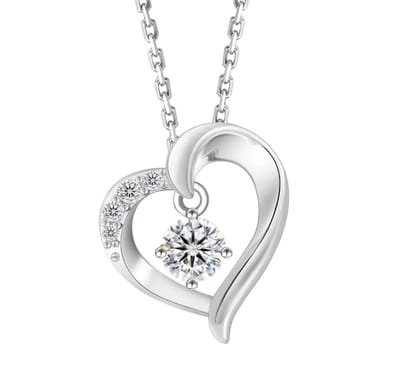 Selevie Hartvormige Hanger Ketting – Wit goud ketting met grote Moissanite + Steentjes | Romantisch en Schitterend Sieraad - Hartvormig - heart shape necklace - hartjes