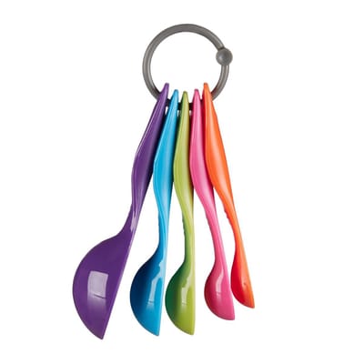 relaxdays maatlepel set van 5 - meerkleurig - maatbekers - eetlepel - maatschep - maatcups