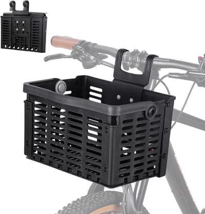 Vouwfiets Voormand - Lichtgewicht Kunststof Fietsmand met Handvatten - Eenvoudig te Monteren op Voorste Stuur of Achterste Draagplank - Geschikt voor Stadfiets en Vouwfiets - Compact en Stevig Ontwerp