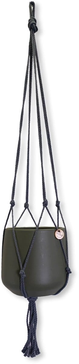 Minimalistische Plantenhanger - Kies kleur en lengte - Grijs - 90 cm lang - Katoenkoord - Geschikt voor Pot met Diameter t/m 20 cm - Handgemaakt in ons Macramé Atelier - Prijs per Stuk - Let op: Exclusief Pot - Inclusief Verzendkosten