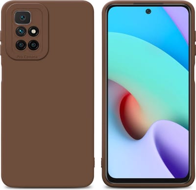 Cadorabo Hoesje geschikt voor Xiaomi RedMi 10 in FLUID BRUIN - Beschermhoes gemaakt van flexibel TPU silicone Cover Fluid Case